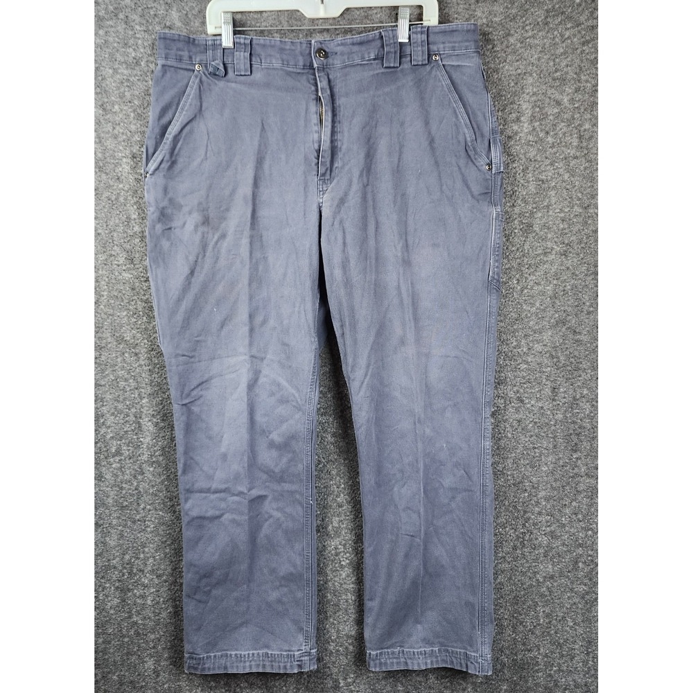 Duluth Trading Co Fire Hose Work Pants Mens 42x32 Grey Canvas Utility Carpenter
